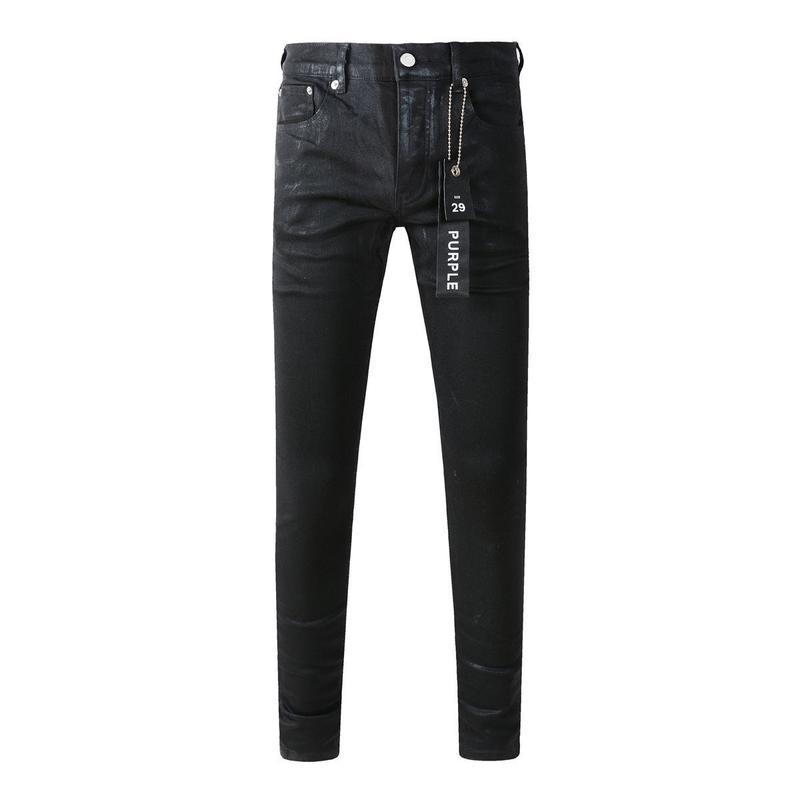 Foreign Trade Trend New Purple Black Slim Fit Button Jeans