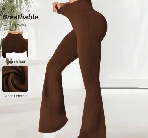 Summer Thin Yoga Pants Women's High-Waist Straight-Leg Wide-Leggings