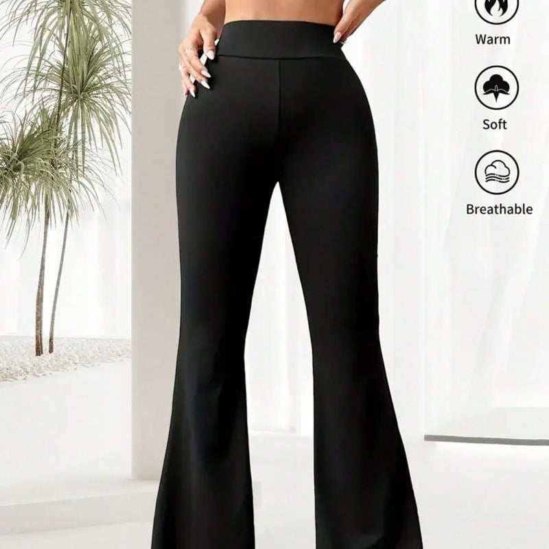 Summer Thin Yoga Pants Women's High-Waist Straight-Leg Wide-Leggings