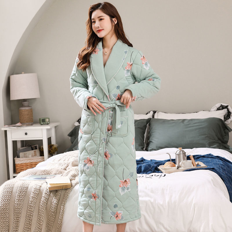 Cotton Three-layer Thickening Plus Size Loose Bathrobe Home Service