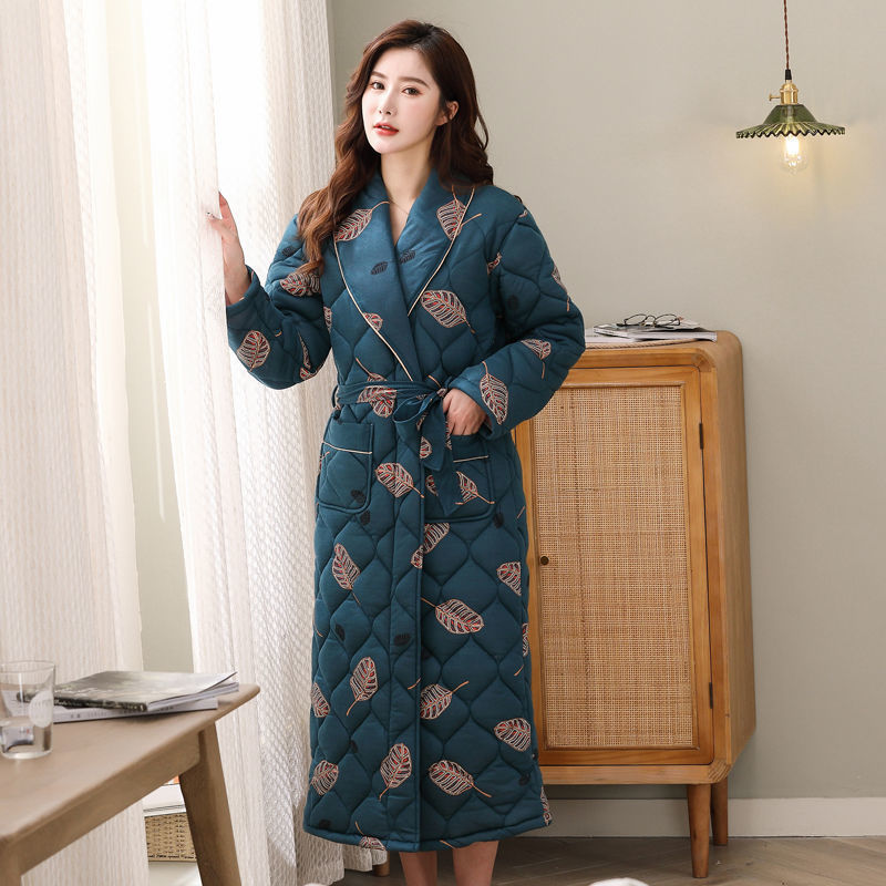 Cotton Three-layer Thickening Plus Size Loose Bathrobe Home Service