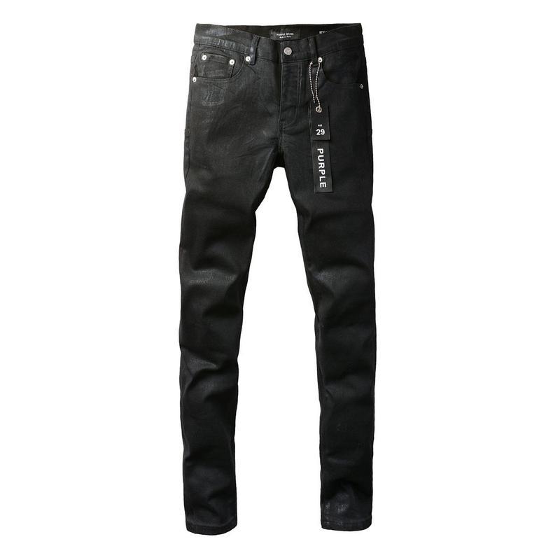 Foreign Trade Trend New Purple Black Slim Fit Button Jeans